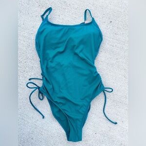 Shade & Shore Teal One-Piece Swimsuit with Adjustable Sides NWT